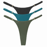 3Pcs/Set Sexy Women's Panties Low Waist Cotton G-string Thong Panties Women's Solid Color Metal T-pants Panties S-XL Lingerie