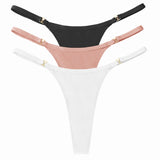 3Pcs/Set Sexy Women's Panties Low Waist Cotton G-string Thong Panties Women's Solid Color Metal T-pants Panties S-XL Lingerie
