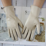 Touch Screen Sheepskin Driver Driving Gloves Female Color Leather Unlined Thin Fashion Straight Style Motorcycle Riding Gloves