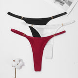 3Pcs/Set Sexy Women's Panties Low Waist Cotton G-string Thong Panties Women's Solid Color Metal T-pants Panties S-XL Lingerie