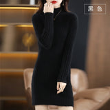 Autumn and Winter 2022 Long Women's Sweater 100% Mink Cashmere High Neck Knitted Pullover Korean Fashion Soft Women's Top