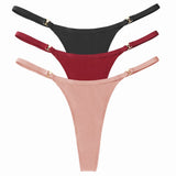 3Pcs/Set Sexy Women's Panties Low Waist Cotton G-string Thong Panties Women's Solid Color Metal T-pants Panties S-XL Lingerie