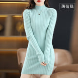 Autumn and Winter 2022 Long Women's Sweater 100% Mink Cashmere High Neck Knitted Pullover Korean Fashion Soft Women's Top