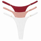 3Pcs/Set Sexy Women's Panties Low Waist Cotton G-string Thong Panties Women's Solid Color Metal T-pants Panties S-XL Lingerie