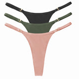 3Pcs/Set Sexy Women's Panties Low Waist Cotton G-string Thong Panties Women's Solid Color Metal T-pants Panties S-XL Lingerie