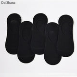 5 Pairs Summer Thin Invisible Cotton Men's Socks Silicone Non-Slip Sock For Men Breathable Pure Color Socks Fashion Boat Socks