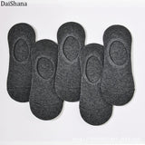 5 Pairs Summer Thin Invisible Cotton Men's Socks Silicone Non-Slip Sock For Men Breathable Pure Color Socks Fashion Boat Socks