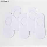 5 Pairs Summer Thin Invisible Cotton Men's Socks Silicone Non-Slip Sock For Men Breathable Pure Color Socks Fashion Boat Socks