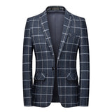 2021 New Fashion Spring and Autumn Casual Men plaid Blazer Cotton Slim England Suit Blaser Masculino Male Jacket Blazer S-6XL