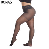 BONAS 20D Ultra-thin Tights Large Size Women 120kg Pantyhose Super Elastic Queen Size Sexy Nylon Pantyhose Plus Size Tights