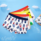 4 Pcs High Quality Children's Underwear for Kids Cartoon Cat Shorts Soft Cotton Underpants Boys Teenage Striped Panties 4-16T