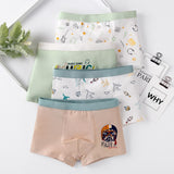 4 Pcs High Quality Children's Underwear for Kids Cartoon Cat Shorts Soft Cotton Underpants Boys Teenage Striped Panties 4-16T