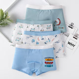 4 Pcs High Quality Children's Underwear for Kids Cartoon Cat Shorts Soft Cotton Underpants Boys Teenage Striped Panties 4-16T
