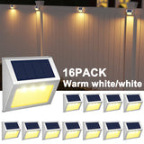 Outdoor LED Lights Solar Powered 3LED Waterproof Garden Wall Lamp For Fence Deck Stair Lights Decoration