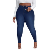 2023 Fall New XL-4XL Plus Size Jeans For Women Fashion High Waist Stretch Denim Pencil Pants Casual Skinny Trousers Drop Ship