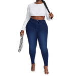 2023 Fall New XL-4XL Plus Size Jeans For Women Fashion High Waist Stretch Denim Pencil Pants Casual Skinny Trousers Drop Ship