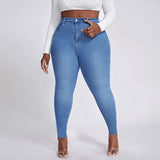 2023 Fall New XL-4XL Plus Size Jeans For Women Fashion High Waist Stretch Denim Pencil Pants Casual Skinny Trousers Drop Ship