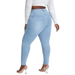 2023 Fall New XL-4XL Plus Size Jeans For Women Fashion High Waist Stretch Denim Pencil Pants Casual Skinny Trousers Drop Ship