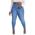 2023 Fall New XL-4XL Plus Size Jeans For Women Fashion High Waist Stretch Denim Pencil Pants Casual Skinny Trousers Drop Ship