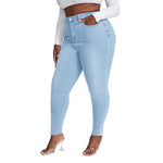 2023 Fall New XL-4XL Plus Size Jeans For Women Fashion High Waist Stretch Denim Pencil Pants Casual Skinny Trousers Drop Ship