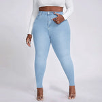 2023 Fall New XL-4XL Plus Size Jeans For Women Fashion High Waist Stretch Denim Pencil Pants Casual Skinny Trousers Drop Ship