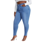 2023 Fall New XL-4XL Plus Size Jeans For Women Fashion High Waist Stretch Denim Pencil Pants Casual Skinny Trousers Drop Ship