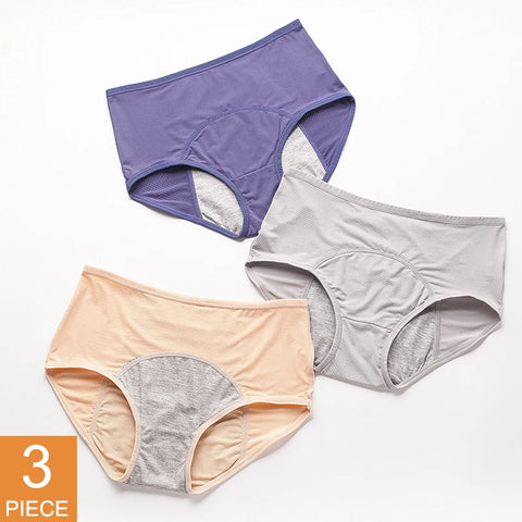 3pcs/Set Leak Proof Menstrual Panties Women Period Underwear Sexy Pants Physiological Underwear Plus Size Waterproof Briefs