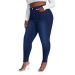 2023 Fall New XL-4XL Plus Size Jeans For Women Fashion High Waist Stretch Denim Pencil Pants Casual Skinny Trousers Drop Ship