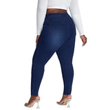 2023 Fall New XL-4XL Plus Size Jeans For Women Fashion High Waist Stretch Denim Pencil Pants Casual Skinny Trousers Drop Ship