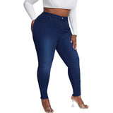 2023 Fall New XL-4XL Plus Size Jeans For Women Fashion High Waist Stretch Denim Pencil Pants Casual Skinny Trousers Drop Ship