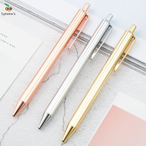 1 Pieces Lytwtw's Roller Ballpoint Pen Luxury Cute Wedding Rose Gold Metal Stationery School Office Supply High Quality Spinning
