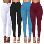 Fashion Multi Women Basic Plus Size S-3XL Pencil Stretch Casual Look Denim Skinny Jeans Pants High Waist Trousers