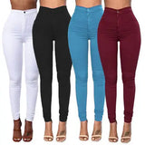 Fashion Multi Women Basic Plus Size S-3XL Pencil Stretch Casual Look Denim Skinny Jeans Pants High Waist Trousers