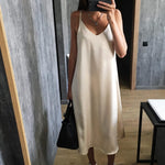 Spring summer 2023 Woman Tank Dress Casual Satin Sexy Camisole Elastic Female Home Beach Dresses v-neck camis sexy dress