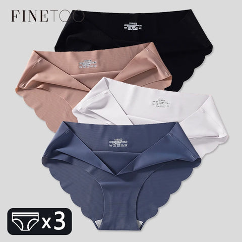 FINETOO Women Seamless Panties 3Pcs/set M-XL Low Waist Briefs Ladies Soft Underwear Sexy Wavy Edge Underpants Female Lingerie