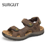 SURGUT Hot Sale New Fashion Summer Leisure Beach Men Shoes High Quality Leather Sandals The Big Yards Men&#39;s Sandals Size 38-48