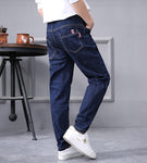 New Fashion Baby Jeans Solid Blue Denim Trousers for Big Boys Casual Washing Blue Jeans Loose Children Long Pant Fat Boy Clothes