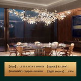 New gold chandelier white ceramic leaf lamp indoor home living room decorative lamp French luxury staircase ceiling lamp