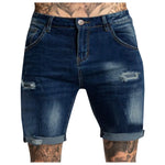 Men's Casual Zipper Fly Hole Jeans Tight Shorts Trousers Pocket Wash Pant Ripped Pant Frayed Denim For Man Short Pants Jeans