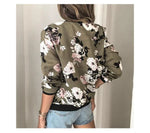 Jocoo Jolee Women Elegant Zipper Bomber Jacket Spring Autumn Floral Printed Jackets Office Wear Slim Office Coat Retro Outwear