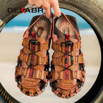 DEKABR Summer Men&#39;s Sandals Beach Shoes Summer Leisure Beach Roman Men Outdoor Sandals High Quality Soft Bottom Sandals Slippers