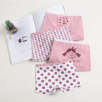 Girls Panties Kids Cotton Underwear Children&#39;s Briefs Wave Point Trellis Cartoon Short 4Pcs/lot