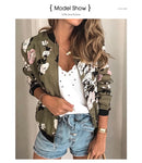 Jocoo Jolee Women Elegant Zipper Bomber Jacket Spring Autumn Floral Printed Jackets Office Wear Slim Office Coat Retro Outwear