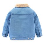 Mudkingdom Heavyweight Boys Girls Denim Coat Sherpa Lined Boys Winter Jacket Thick Chidlren Fleece Outerwear for Girls Clothes