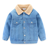 Mudkingdom Heavyweight Boys Girls Denim Coat Sherpa Lined Boys Winter Jacket Thick Chidlren Fleece Outerwear for Girls Clothes