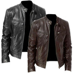 2023 Mens Fashion Leather Jacket Slim Fit Stand Collar PU Jacket Male Anti-wind Motorcycle Lapel Diagonal Zipper Jackets Men