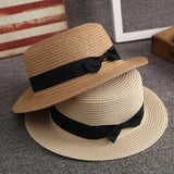 Summer Hats For Women Sun Hat Beach Ladies Fashion Flat Brom Bowknot Panama Lady Casual Sun Hats For Women Straw Hat