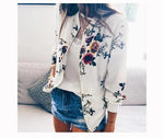 Jocoo Jolee Women Elegant Zipper Bomber Jacket Spring Autumn Floral Printed Jackets Office Wear Slim Office Coat Retro Outwear