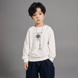 Spring Kids Boys White Sweatshirts Cotton Long Sleeve Letter Print Pullover Tops for Teenagers Fashion Children Tracksuits 8 Yrs