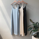 Spring summer 2023 Woman Tank Dress Casual Satin Sexy Camisole Elastic Female Home Beach Dresses v-neck camis sexy dress